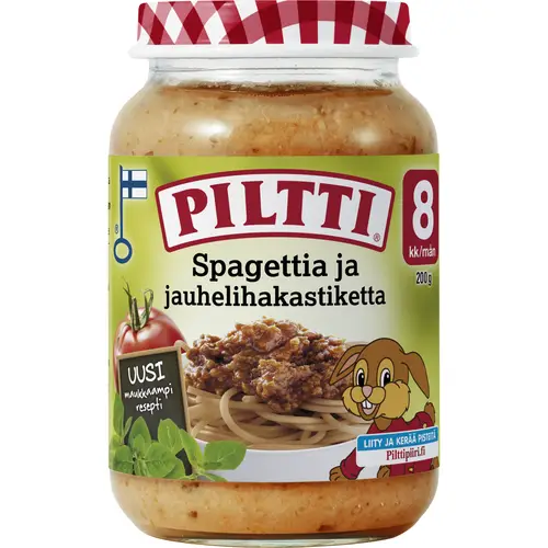 Детское питание Piltti 190 г Соус из спагетти и фарша 8 месяцев