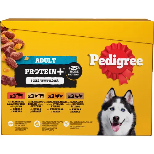 Корм для собак Pedigree 12 x 85 г Protein+ в желе