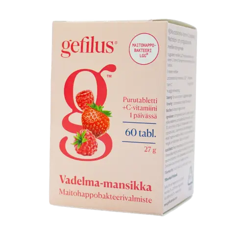 Gefilus Молочнокислые бактерии Жевательные таблетки - Малина и Клубника 60 табл.