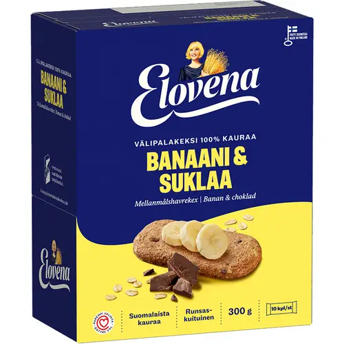 Печенье закусочное Еловена 10 х 30 г бананово-шоколадное 100% овес