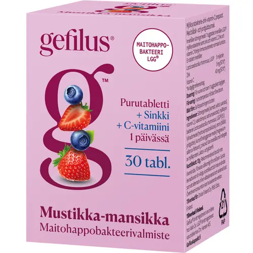 Молочнокислые бактерии Gefilus 30 шт. C+Цинк клубника-черника